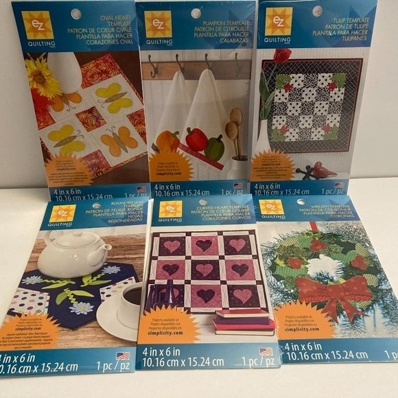 6 Simplicity EZ Quilting Template Stencils Fabric Paper Crafts Scrapbook - Picture 1 of 14